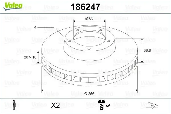 Bremsscheibe VALEO 186247