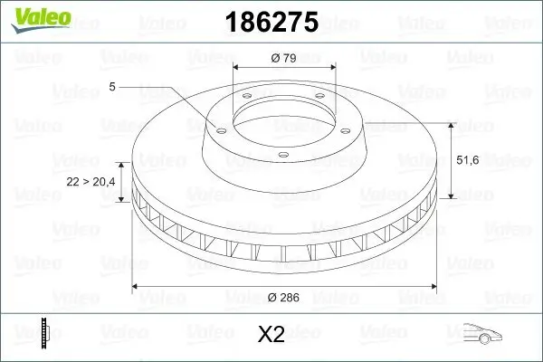 Bremsscheibe VALEO 186275