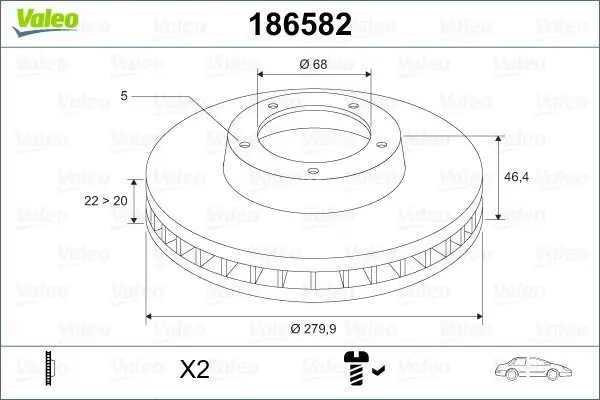 Bremsscheibe VALEO 186582