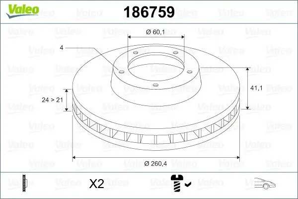 Bremsscheibe VALEO 186759