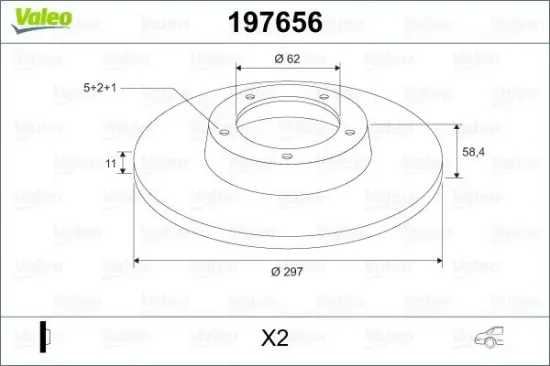 Bremsscheibe Hinterachse VALEO 197656 Bild Bremsscheibe Hinterachse VALEO 197656