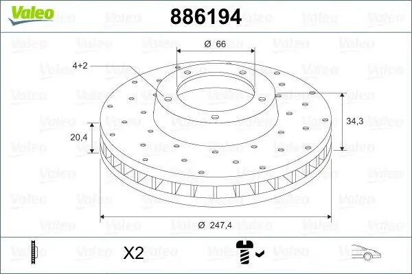 Bremsscheibe Vorderachse VALEO 886194