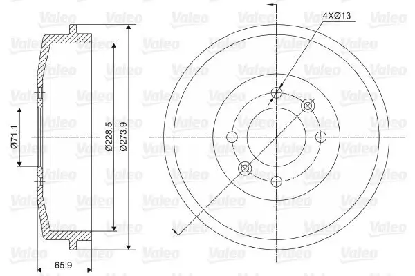 Bremstrommel Hinterachse VALEO 237000