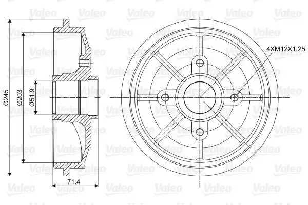 Bremstrommel Hinterachse VALEO 237016