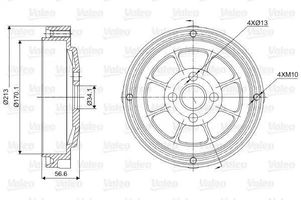 Bremstrommel Hinterachse VALEO 237022