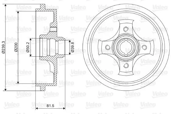 Bremstrommel Hinterachse VALEO 237049