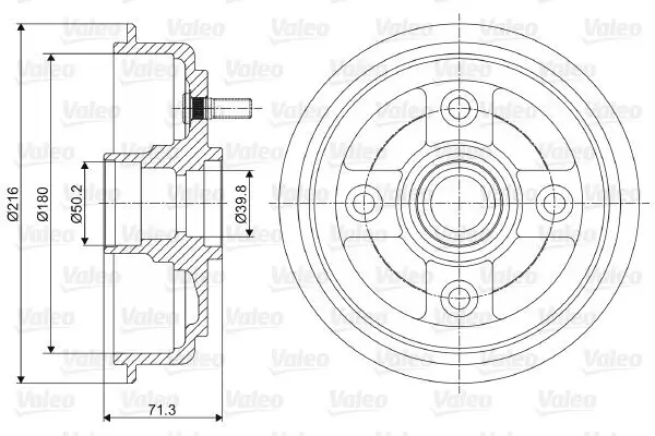 Bremstrommel Hinterachse VALEO 237052