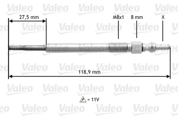 Glühkerze 11 V VALEO 345118