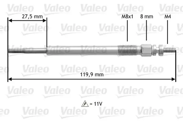 Glühkerze 11 V VALEO 345123