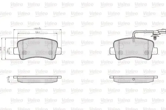 Bremsbelagsatz, Scheibenbremse Hinterachse VALEO 872112 Bild Bremsbelagsatz, Scheibenbremse Hinterachse VALEO 872112