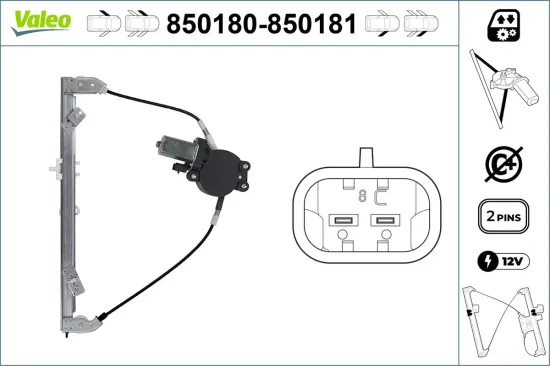 Fensterheber vorne links VALEO 850180 Bild Fensterheber vorne links VALEO 850180