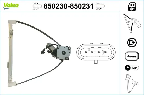 Fensterheber vorne links VALEO 850230 Bild Fensterheber vorne links VALEO 850230