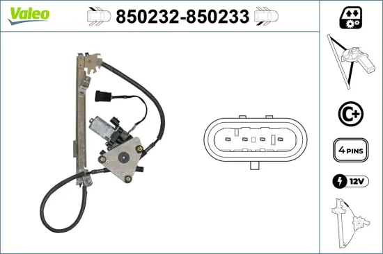 Fensterheber hinten links VALEO 850232 Bild Fensterheber hinten links VALEO 850232