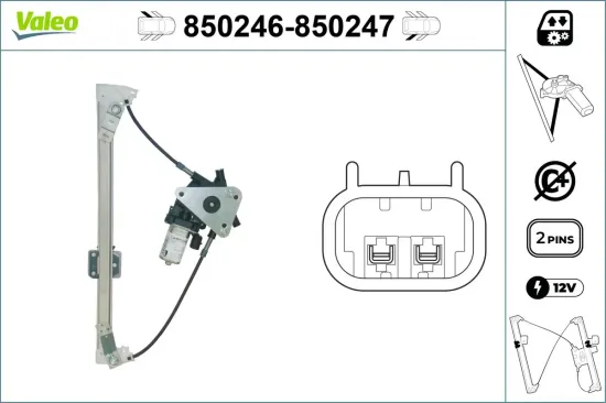 Fensterheber hinten links VALEO 850246 Bild Fensterheber hinten links VALEO 850246