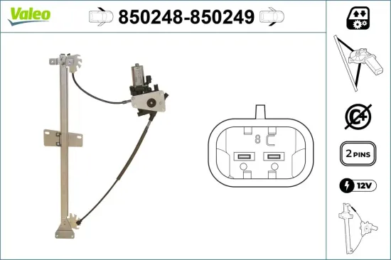 Fensterheber vorne links VALEO 850248 Bild Fensterheber vorne links VALEO 850248