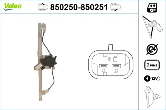 Fensterheber vorne links VALEO 850250 Bild Fensterheber vorne links VALEO 850250