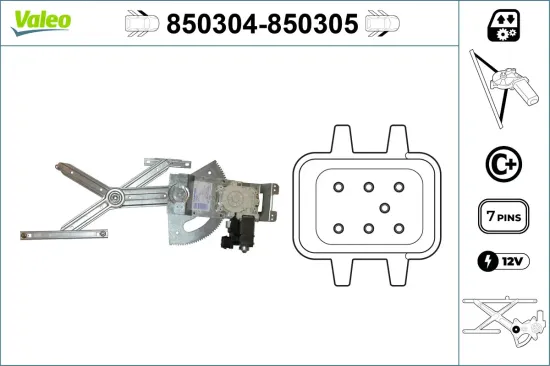 Fensterheber vorne rechts VALEO 850305 Bild Fensterheber vorne rechts VALEO 850305
