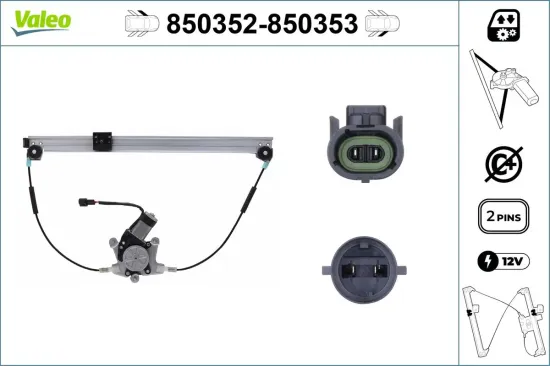 Fensterheber vorne links VALEO 850352 Bild Fensterheber vorne links VALEO 850352