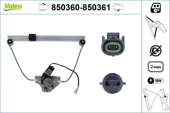 Fensterheber vorne links VALEO 850360 Bild Fensterheber vorne links VALEO 850360
