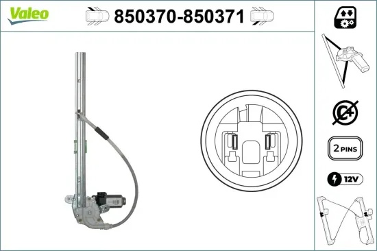 Fensterheber hinten links VALEO 850370 Bild Fensterheber hinten links VALEO 850370