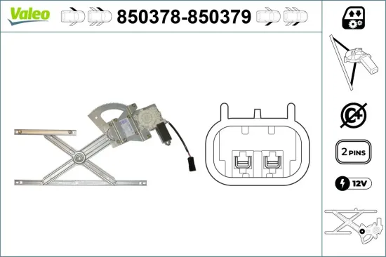 Fensterheber vorne links VALEO 850378 Bild Fensterheber vorne links VALEO 850378