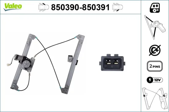 Fensterheber vorne links VALEO 850390 Bild Fensterheber vorne links VALEO 850390