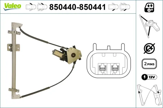 Fensterheber vorne links VALEO 850440 Bild Fensterheber vorne links VALEO 850440