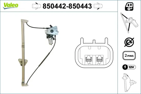 Fensterheber vorne links VALEO 850442 Bild Fensterheber vorne links VALEO 850442