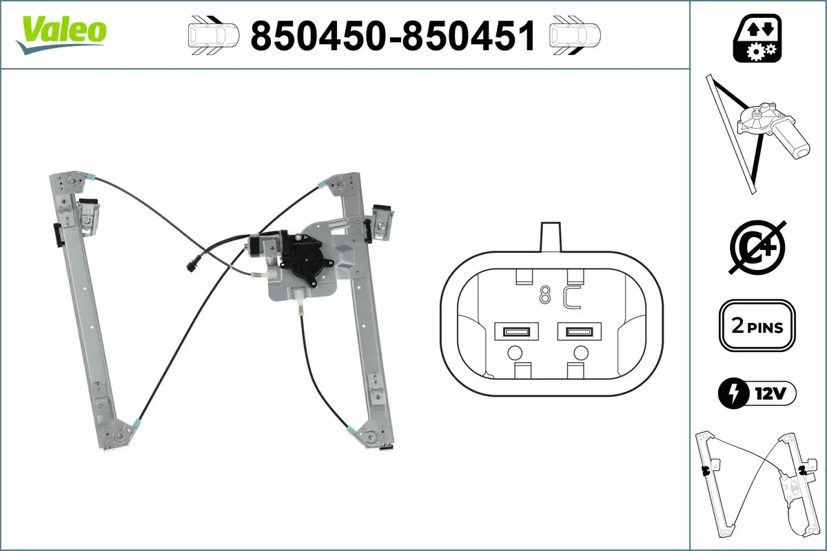 Fensterheber 12 V vorne links VALEO 850450