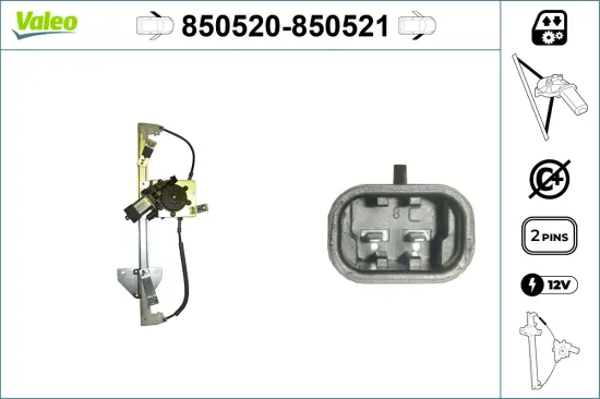 Fensterheber 12 V vorne links VALEO 850520 Bild Fensterheber 12 V vorne links VALEO 850520
