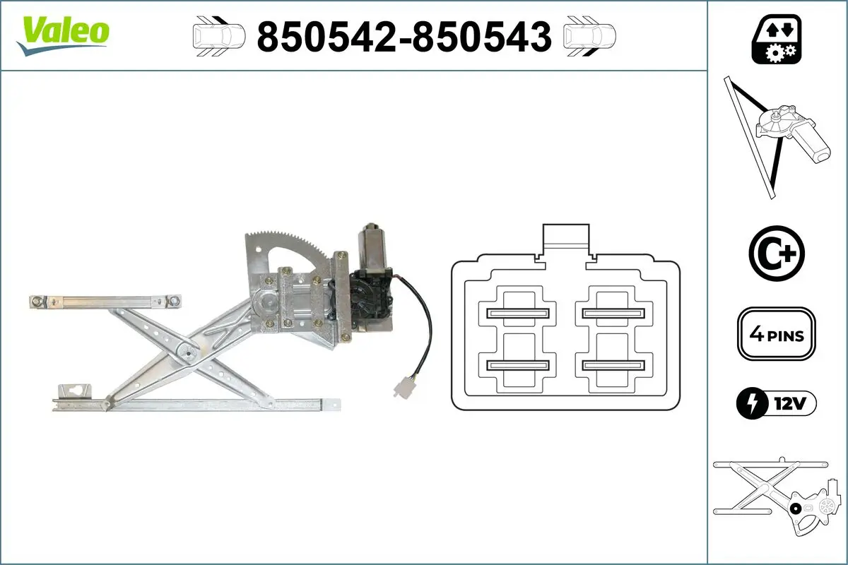 Fensterheber 12 V vorne links VALEO 850542