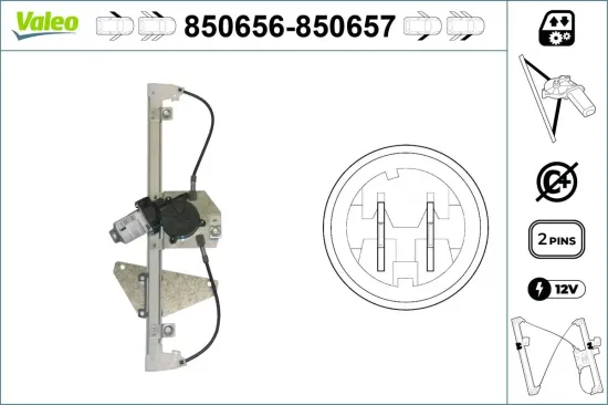 Fensterheber vorne links VALEO 850656 Bild Fensterheber vorne links VALEO 850656