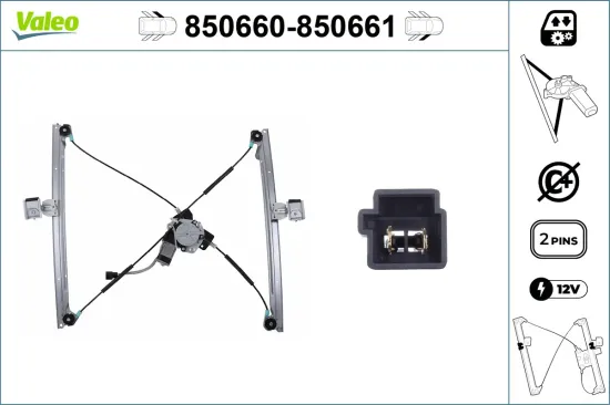 Fensterheber vorne rechts VALEO 850661 Bild Fensterheber vorne rechts VALEO 850661