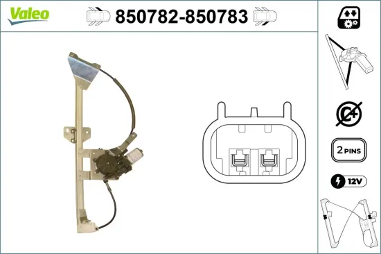 Fensterheber vorne links VALEO 850782 Bild Fensterheber vorne links VALEO 850782