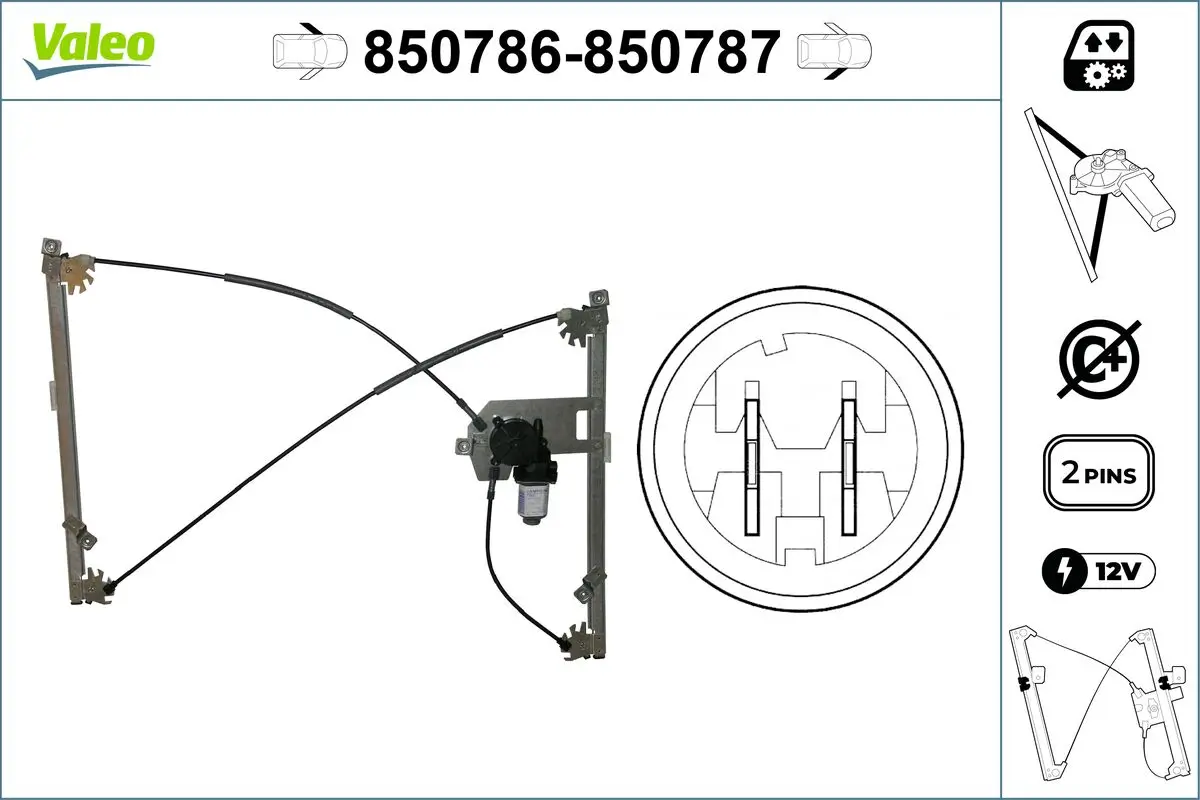 Fensterheber 12 V vorne links VALEO 850786