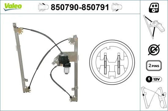 Fensterheber vorne links VALEO 850790 Bild Fensterheber vorne links VALEO 850790