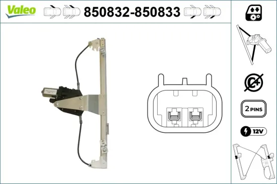 Fensterheber vorne links VALEO 850832 Bild Fensterheber vorne links VALEO 850832