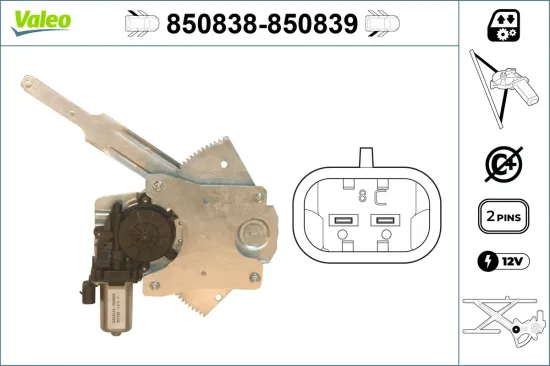 Fensterheber hinten rechts VALEO 850839 Bild Fensterheber hinten rechts VALEO 850839