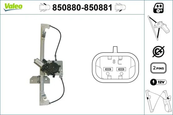 Fensterheber vorne links VALEO 850880 Bild Fensterheber vorne links VALEO 850880