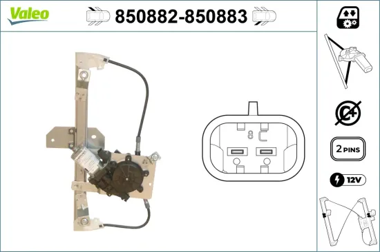 Fensterheber hinten rechts VALEO 850883 Bild Fensterheber hinten rechts VALEO 850883