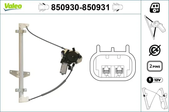 Fensterheber vorne links VALEO 850930 Bild Fensterheber vorne links VALEO 850930