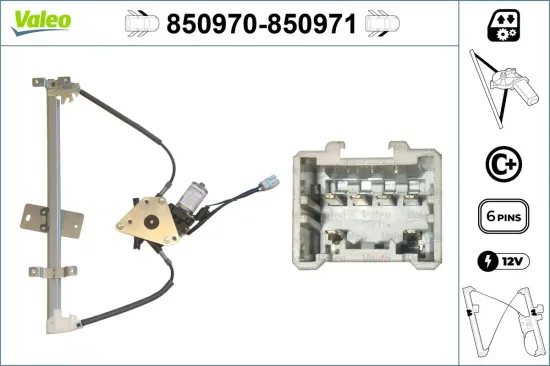 Fensterheber vorne links VALEO 850970 Bild Fensterheber vorne links VALEO 850970