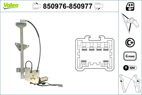 Fensterheber vorne links VALEO 850976 Bild Fensterheber vorne links VALEO 850976