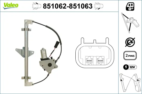 Fensterheber vorne rechts VALEO 851063 Bild Fensterheber vorne rechts VALEO 851063