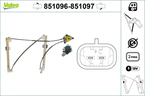 Fensterheber vorne links VALEO 851096 Bild Fensterheber vorne links VALEO 851096