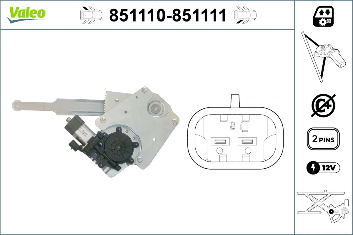 Fensterheber 12 V hinten links VALEO 851110