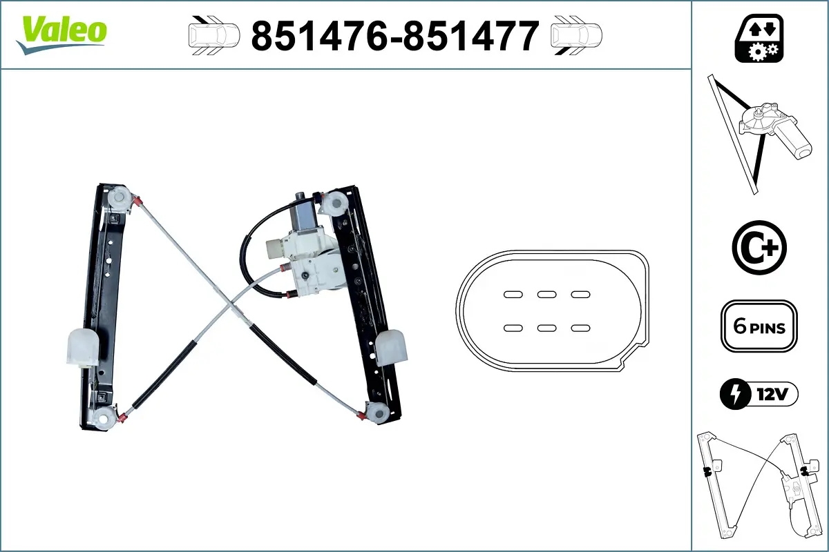 Fensterheber hinten rechts VALEO 851477