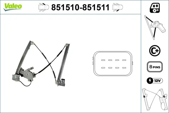 Fensterheber 12 V vorne rechts VALEO 851511 Bild Fensterheber 12 V vorne rechts VALEO 851511
