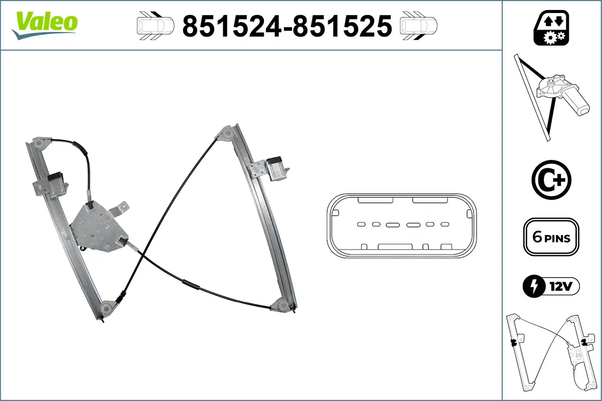 Fensterheber 12 V vorne links VALEO 851524