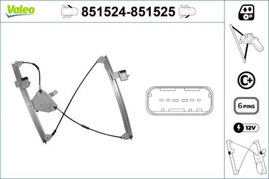 Fensterheber 12 V vorne links VALEO 851524 Bild Fensterheber 12 V vorne links VALEO 851524